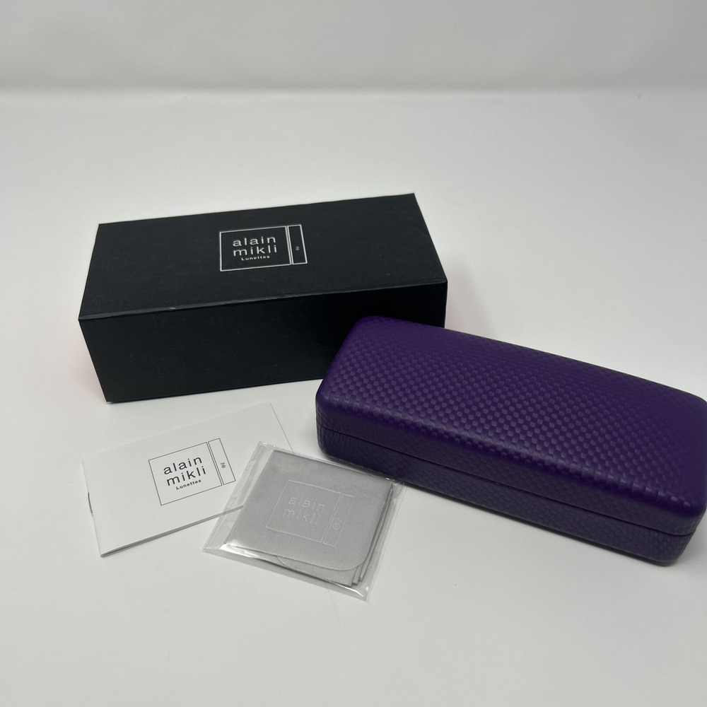 NEW Alain Mikli Hard Shell Eyeglass Case Carbon Fiber-Like Texture W/ Box Purple